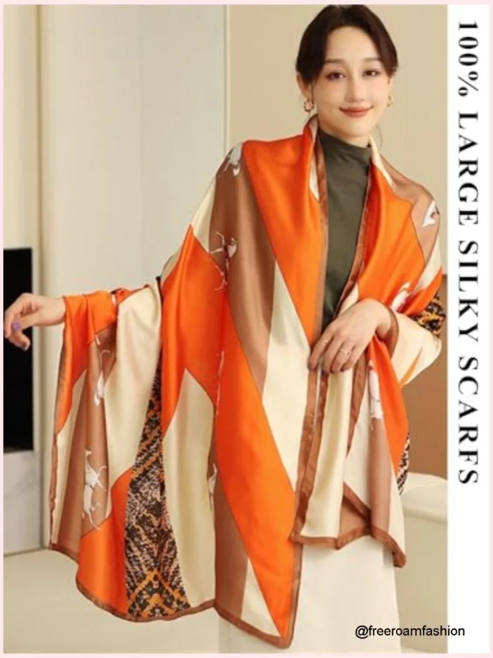 Large Lightweight Silky Shawl Scarf Wrap for Women - 70x35 inches Sun Protection